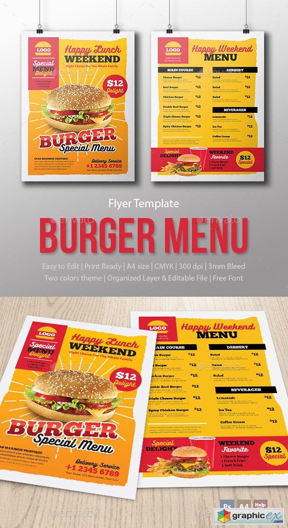 Menu Fast Food - Burger - Template