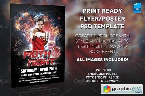 MMA Boxe Poster Print Template