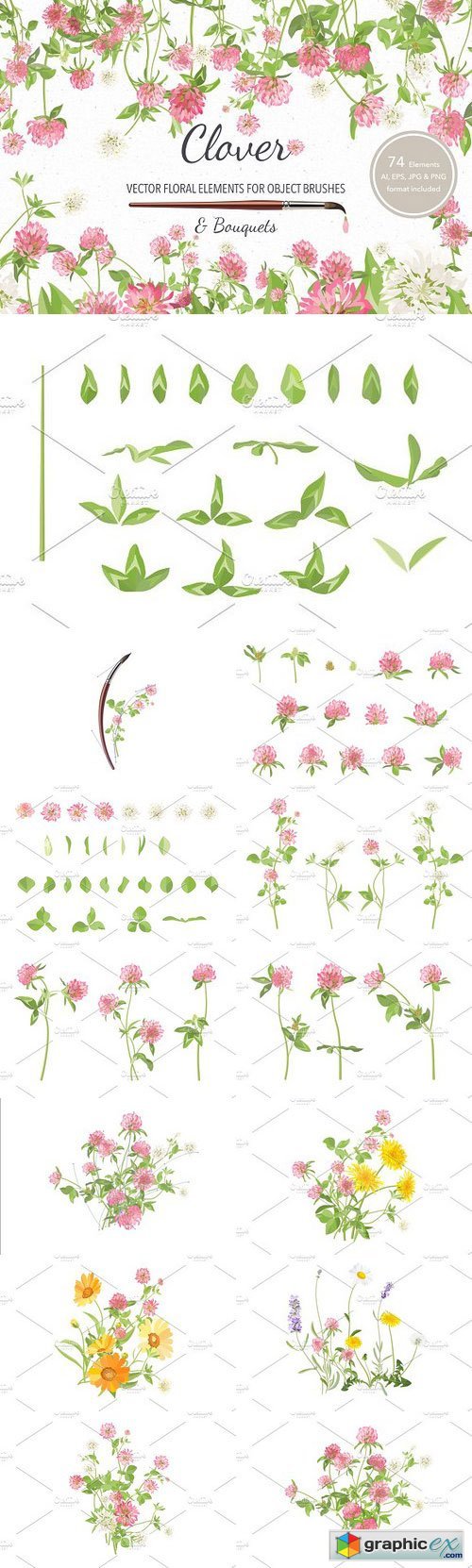 Vector object brushes. Clover