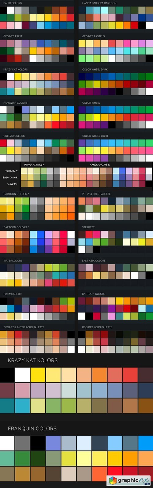 Procreate Color Swatches: 22 Palettes for Painting and Drawing