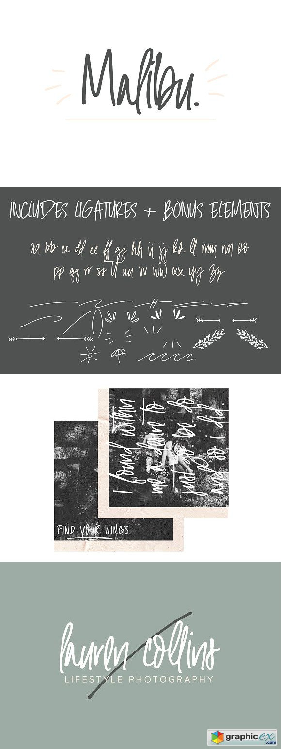 Malibu Handwritten Font + Extras
