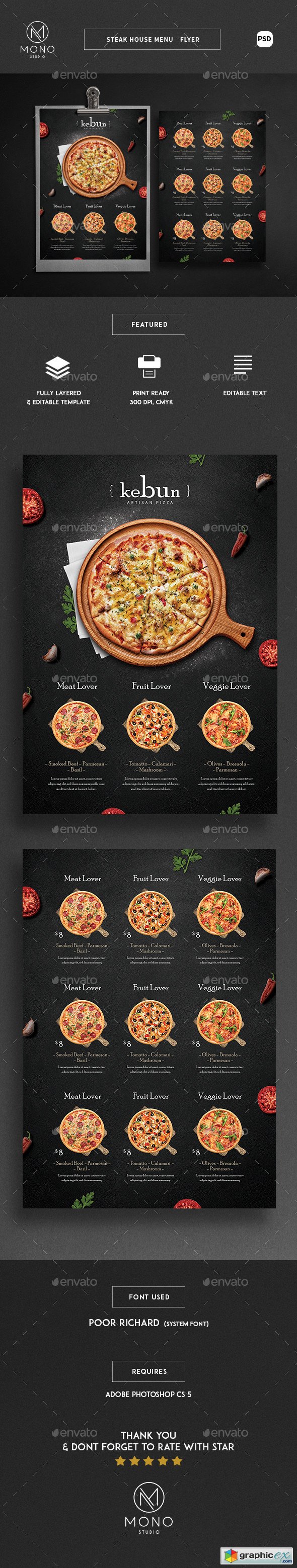 Rustic Pizza Menu - Flyer