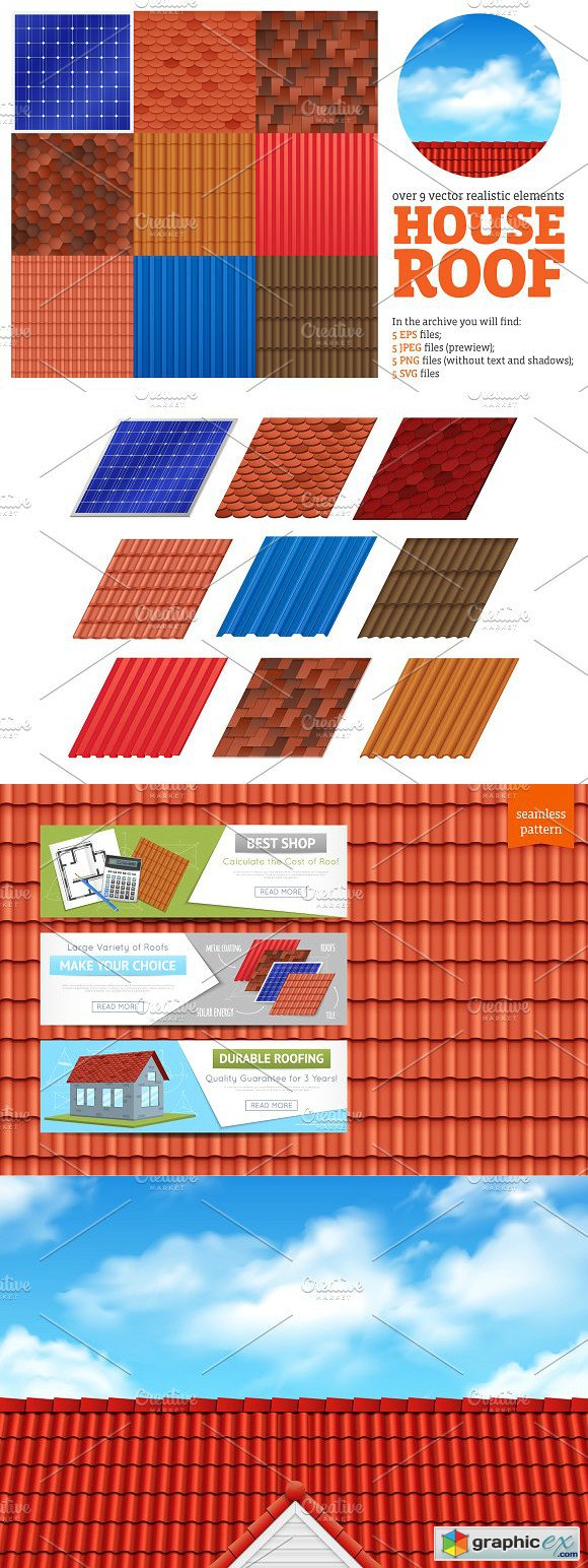 House Roof Patterns Set