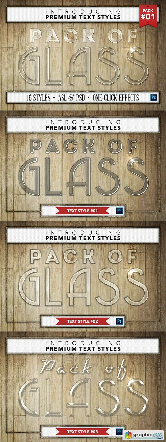 Glass #1 - 16 Text Styles