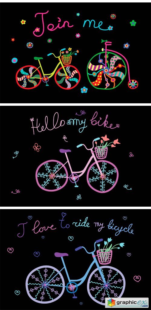Cute Hand Drawn Bicycles