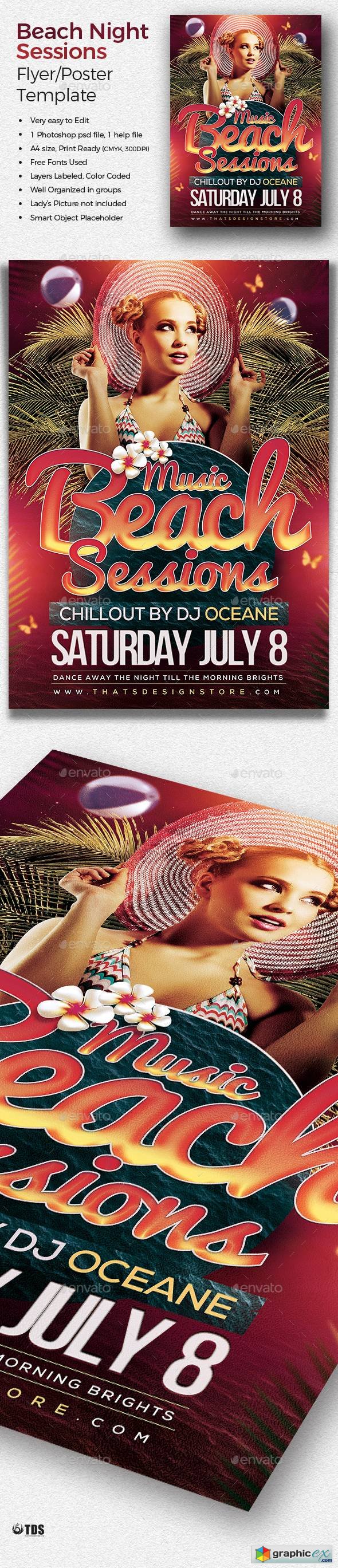 Beach Night Sessions Flyer Template
