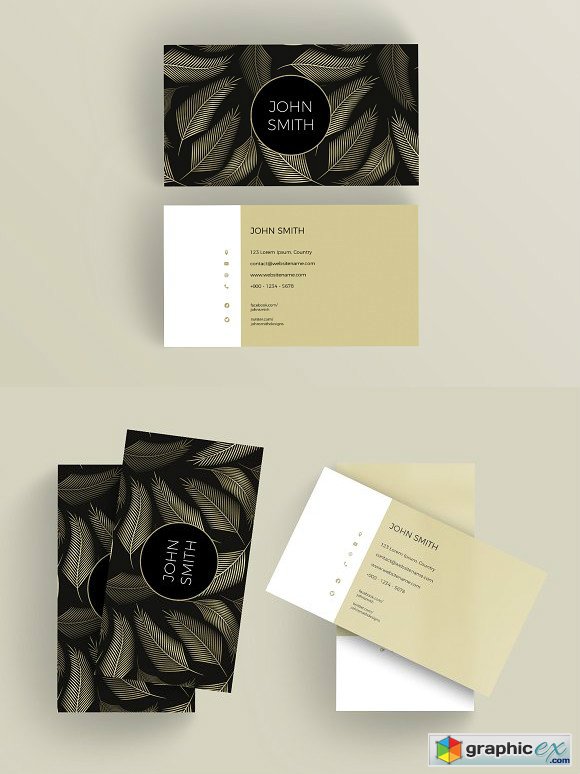 Golden Leaves Business Card Template
