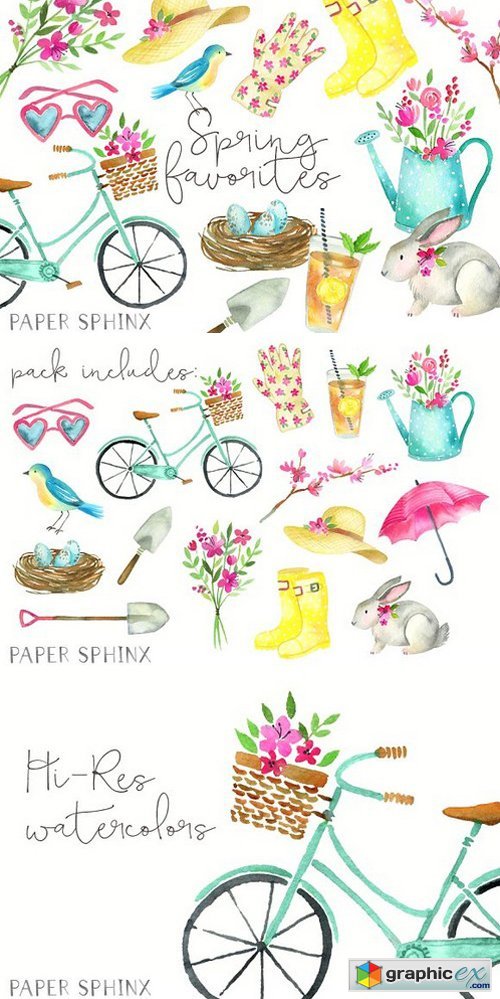 Watercolor Spring Clipart