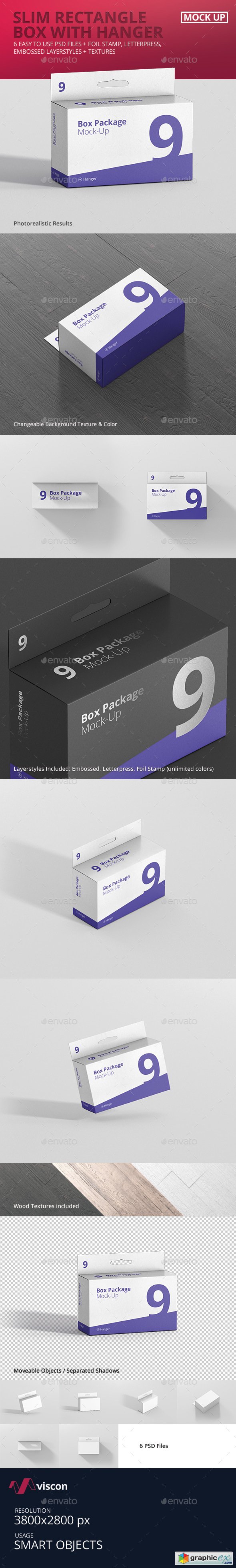Package Box Mockup - Slim Rectangle with Hanger