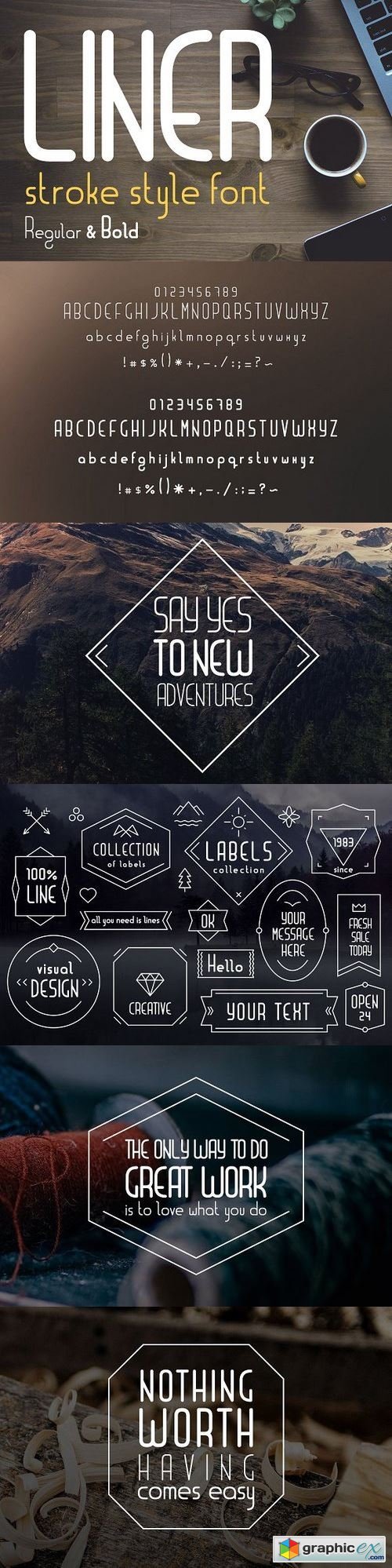 Liner| font for logos with frames