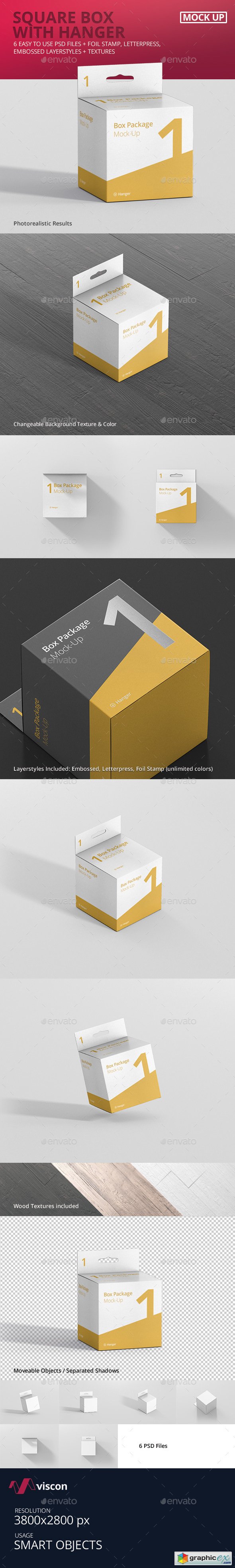 Package Box Mock-Up - Square with Hanger