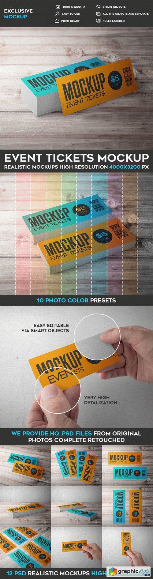 Event Tickets  12 PSD Mockups