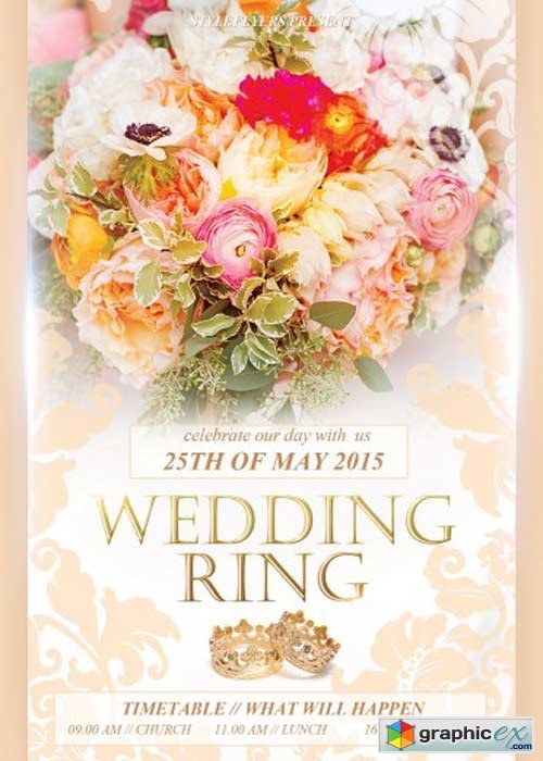 Wedding Ring V11 PSD Flyer Template with Facebook Cover