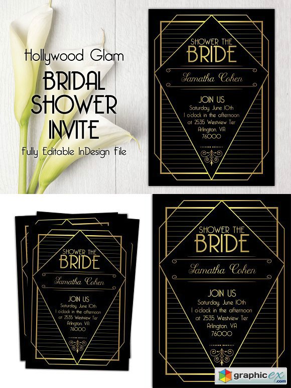 Hollywood Glam Bridal Shower Invite