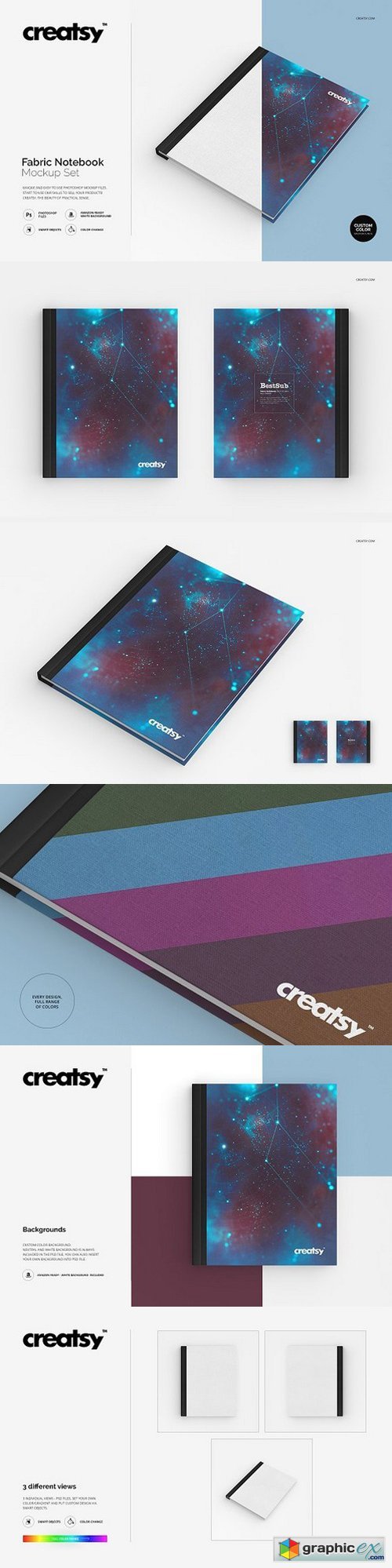 Fabric Notebook Mockup Set