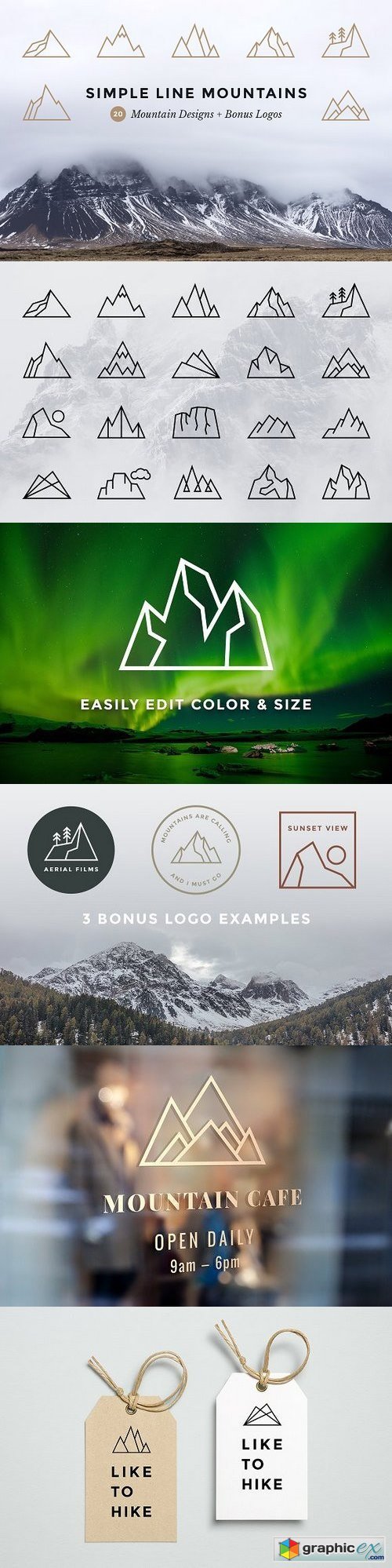 Simple Line Mountains + Bonus Logos