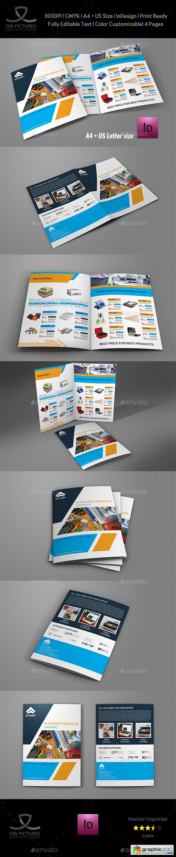Stationery Products Catalog Bi- Fold Brochure Template