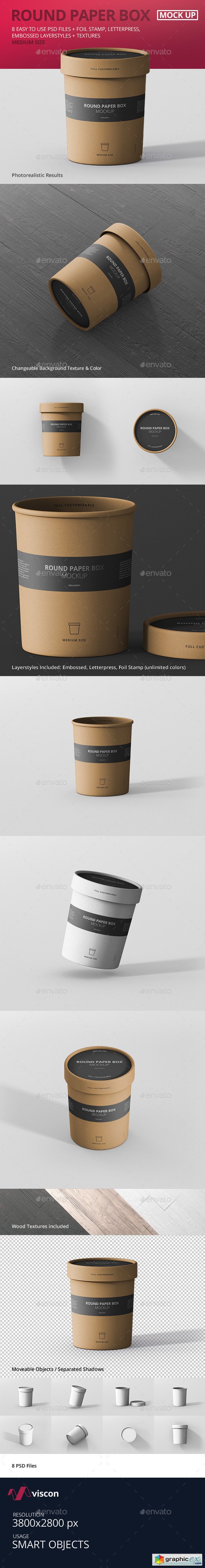 Paper Box Mockup Round - Medium Size
