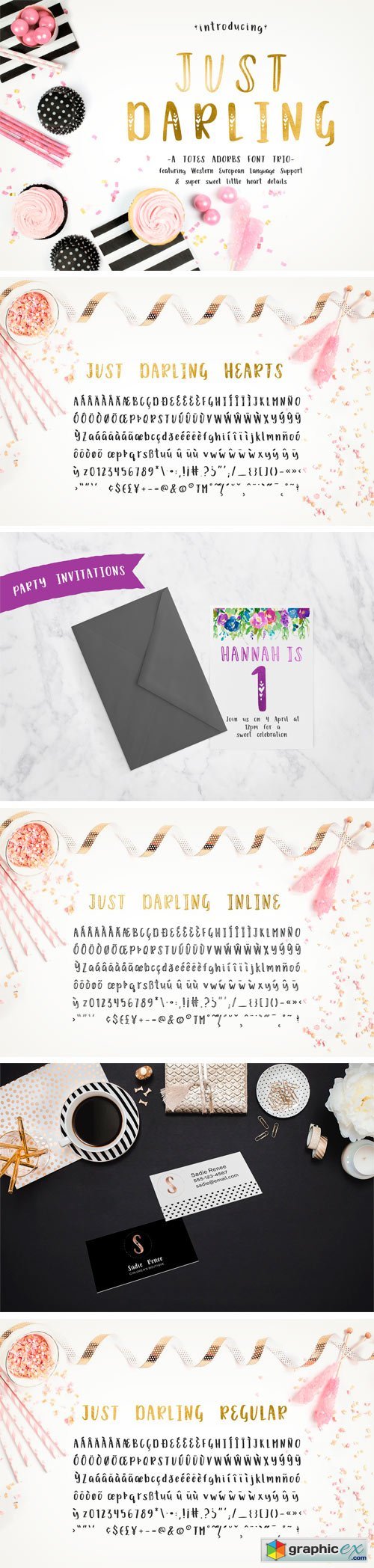 Just Darling Hand-Lettered Font Trio