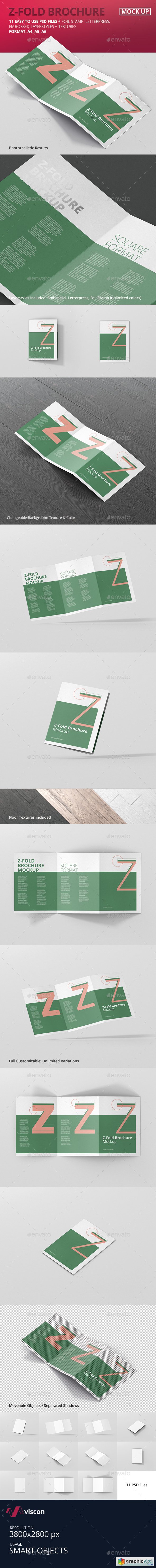 Z-Fold Brochure Mockup - Din A4 A5 A6