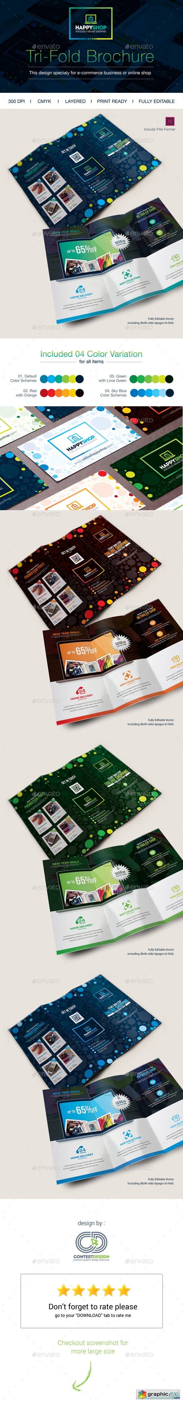 HappyShop : E-Commerce Tri-Fold Brochure
