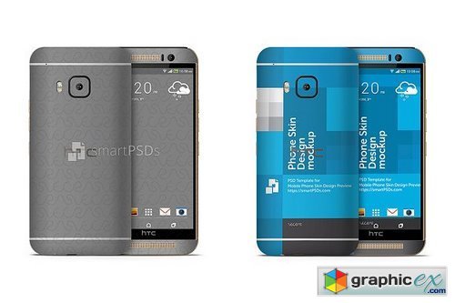 HTC One M9 Mobile Skin Case Mockup