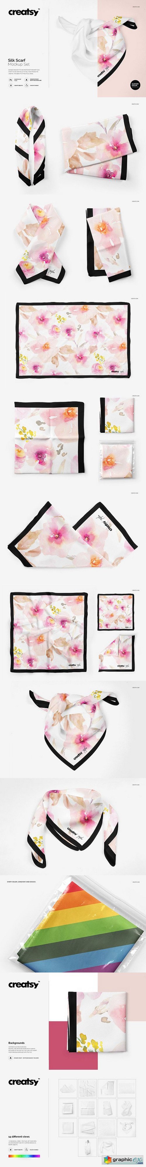 Download Silk Scarf Mockup Set » Free Download Vector Stock Image Photoshop Icon