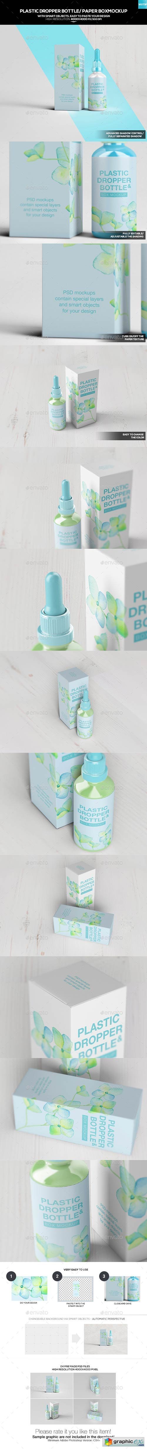 Plastic Dropper Bottle/ Paper Box Mockup