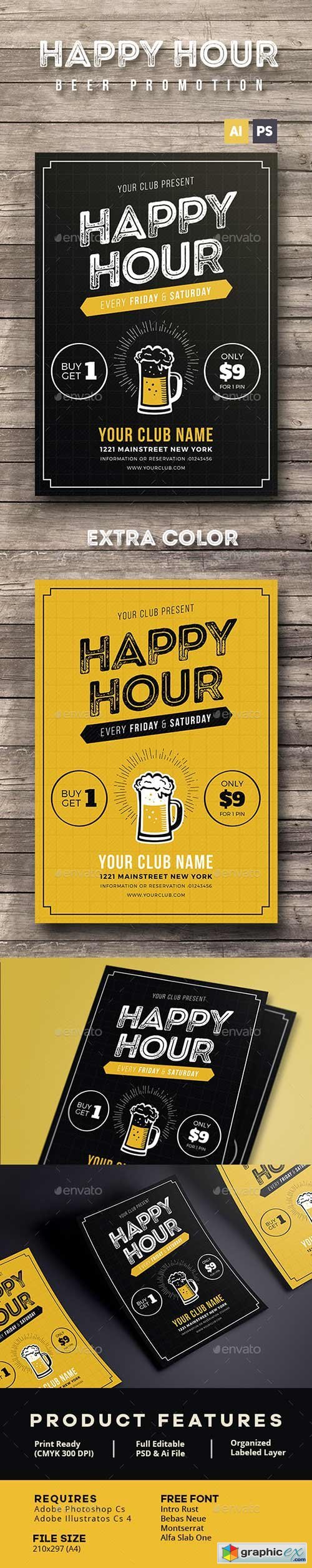 Happy Hour Beer Promotion Flyer / Poster