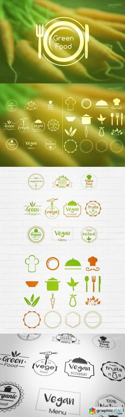 Vegan Food Badges Logos