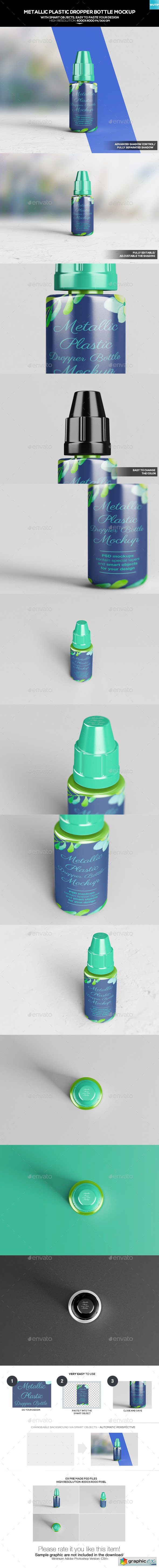 Metallic Plastic Dropper Bottle Mockup