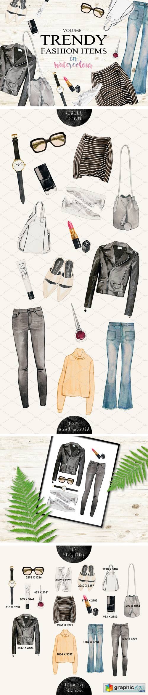 Trendy Fashion Items in Watercolor