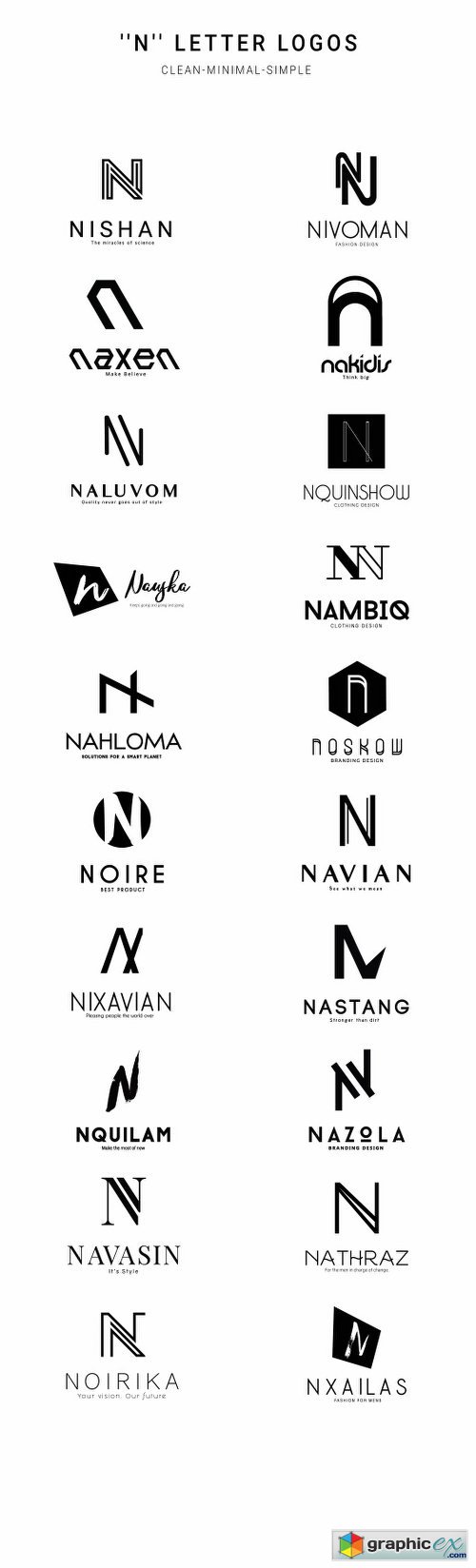 20 "N" Letter Alphabetic Logos