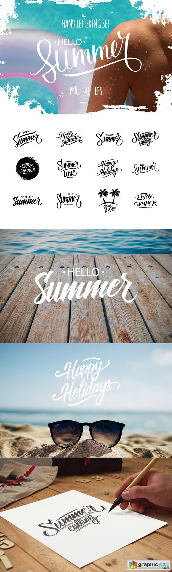 Hello Summer lettering set