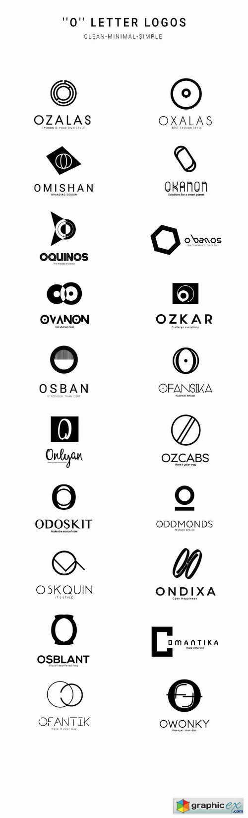 20 "O" Letter Alphabetic Logos