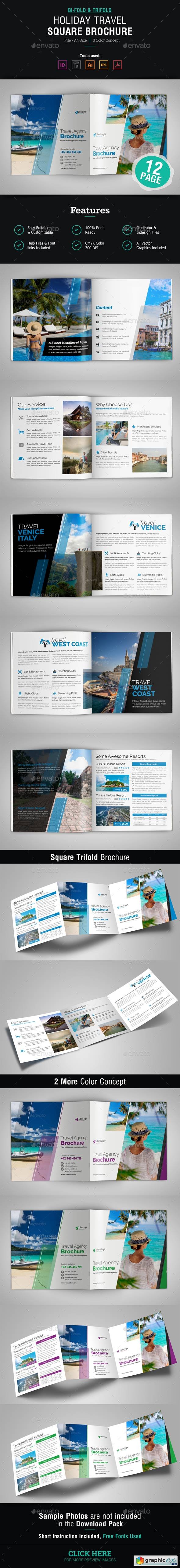 Holiday Travel Square Bifold & Trifold Brochure