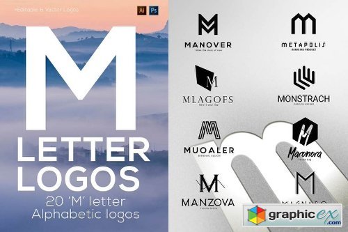 20 "M" Letter Alphabetic Logos