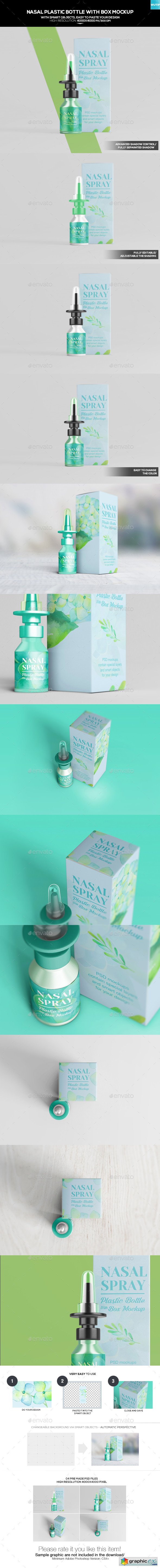 Nasal Plastic Bottle With Box Mockup