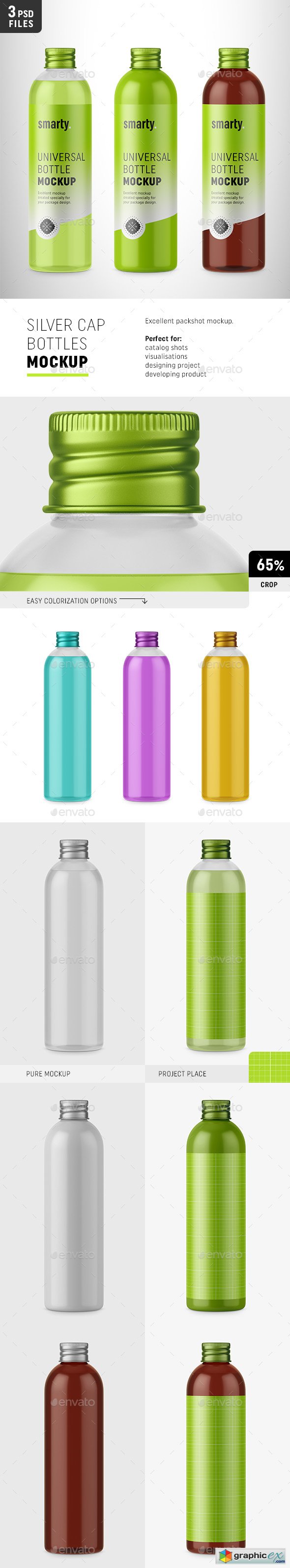 Bottles with Silver Cap Mockup