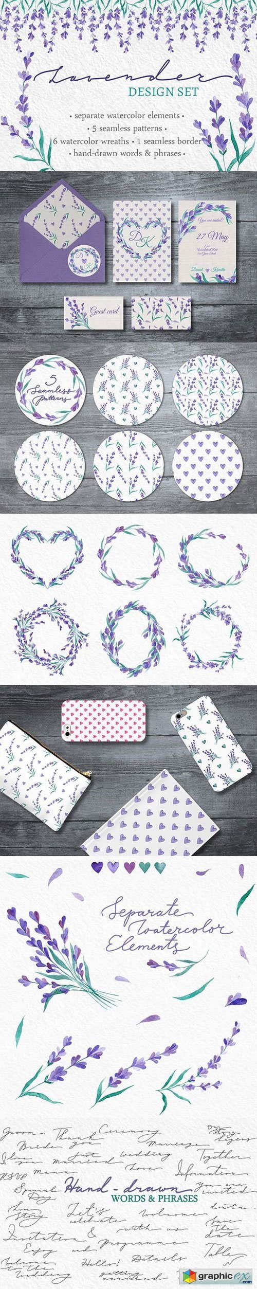 Watecolor Lavender Clip Art Set