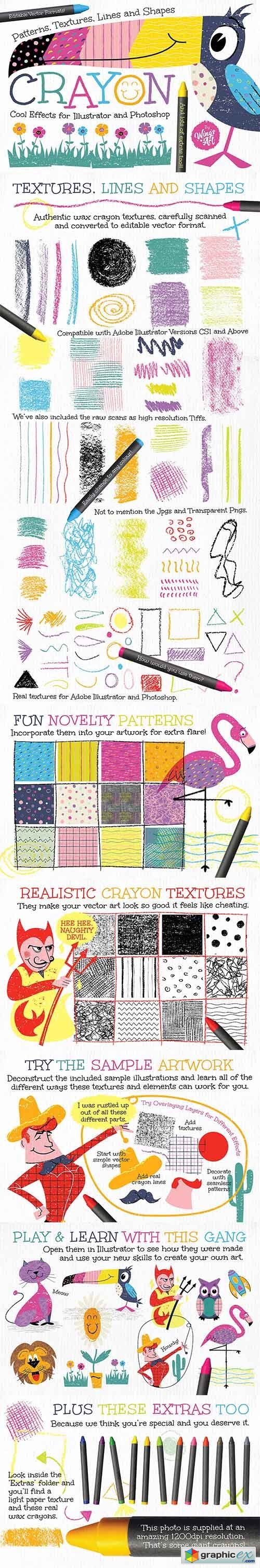 Wax Crayon Patterns and Textures