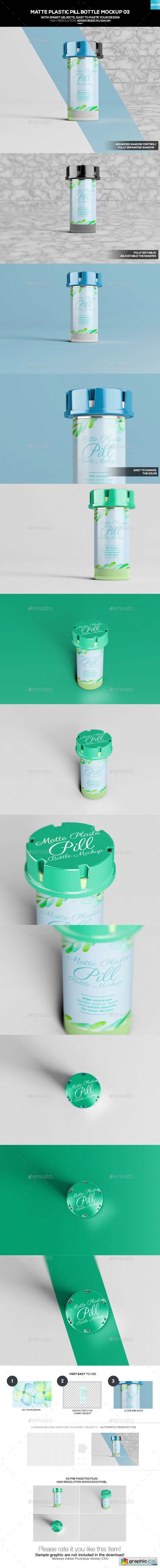 Matte Plastic Pill Bottle Mockup 03