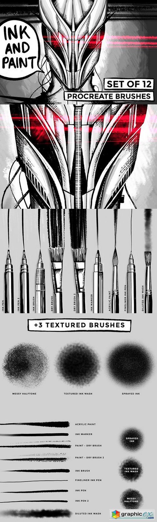 Ink and paint Procreate brushes