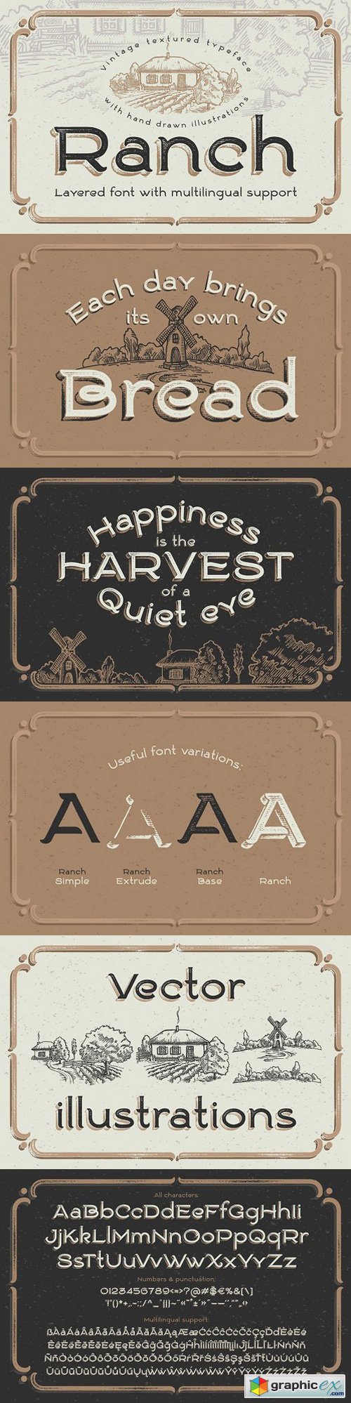 Ranch vintage font & illustrations