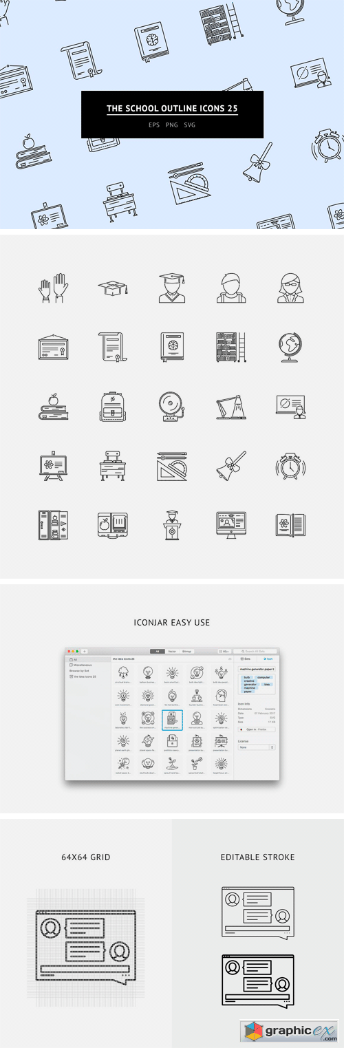 The School Outline Icons 25