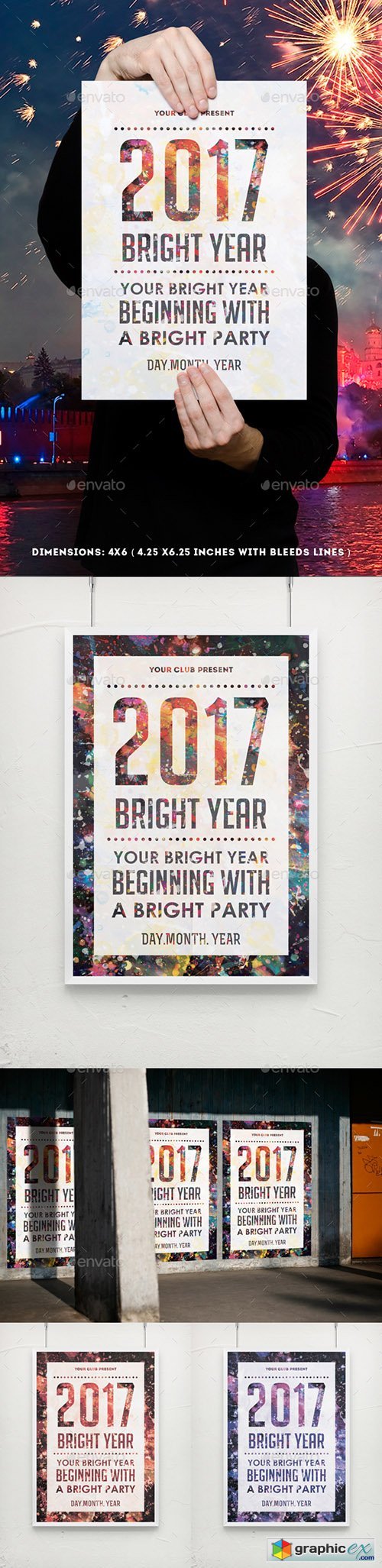 Bright Paris Party Poster Template