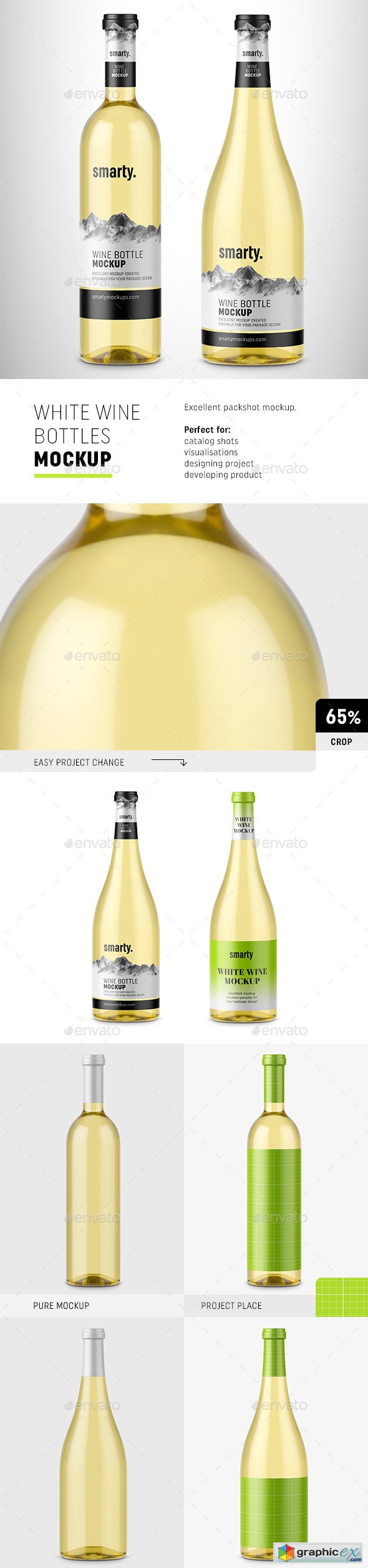 White Wine Bottles Mockup