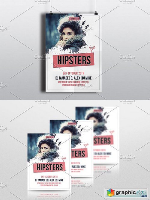 Hipster Party Flyer Template-V543