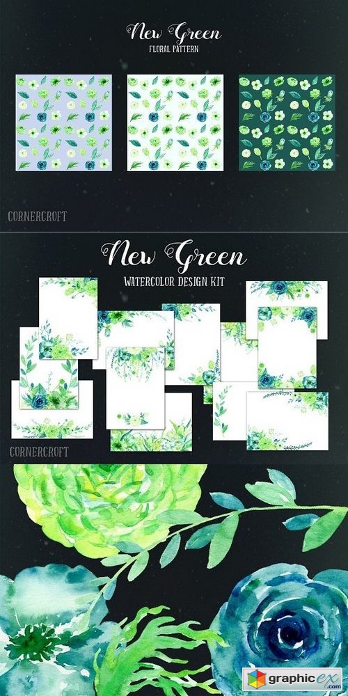Watercolor Design Kit New Green