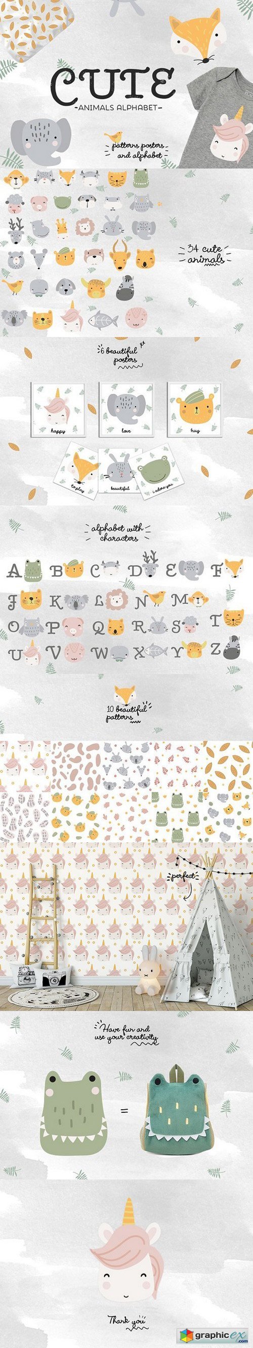 Cute animals alphabet